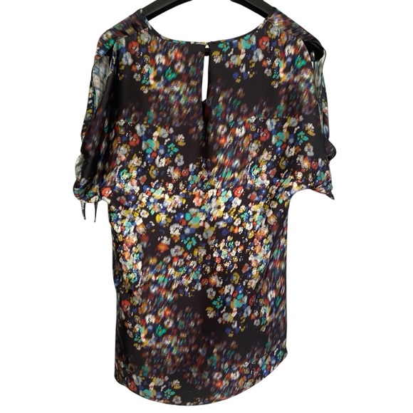 Halston Heritage 100% Silk Shift Dress Size 2 Slit Shoulder Tie Flowy Oversized - Picture 6 of 9